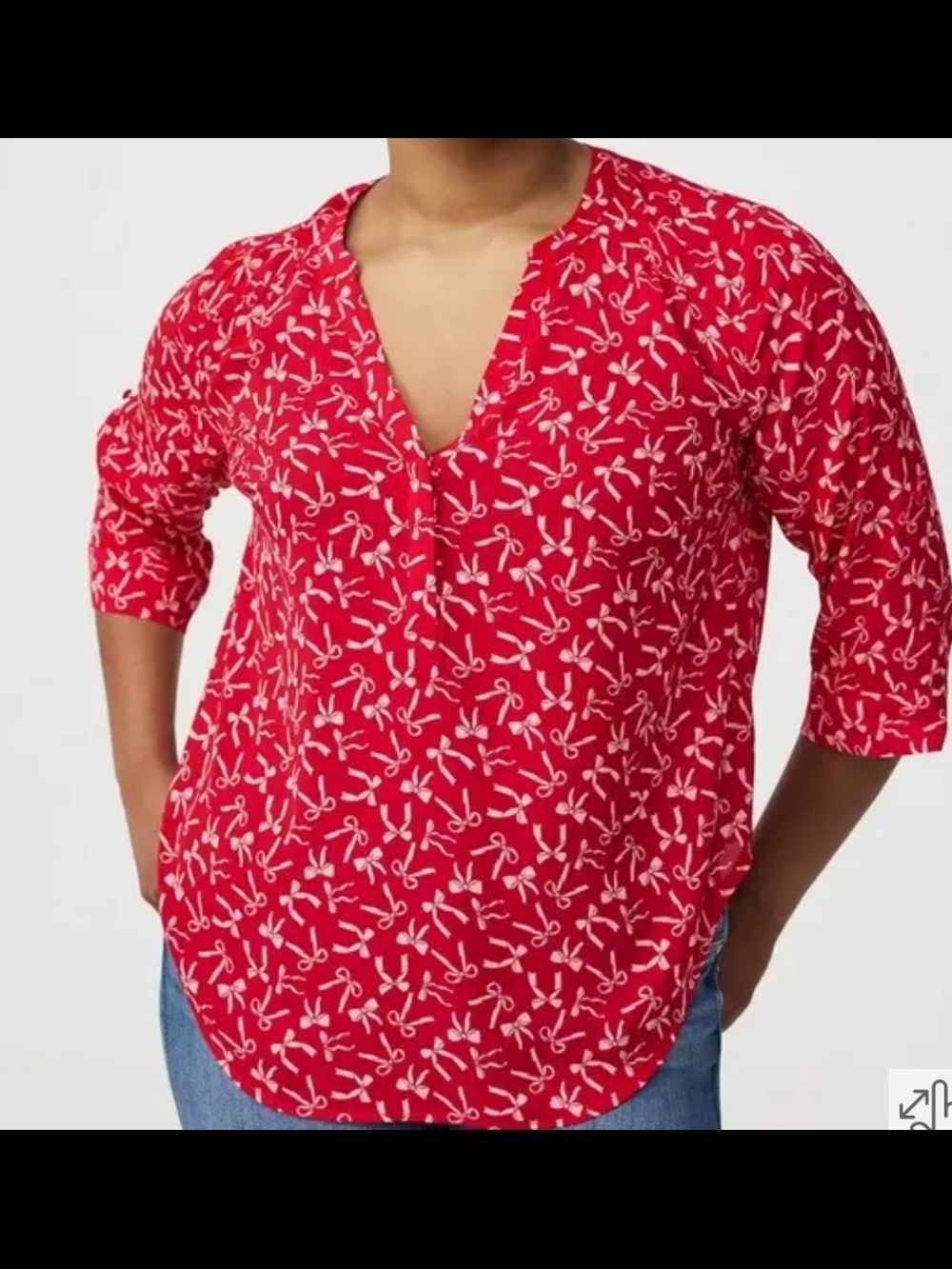 torrid Red Harper V-Neck Printed Tunic Top